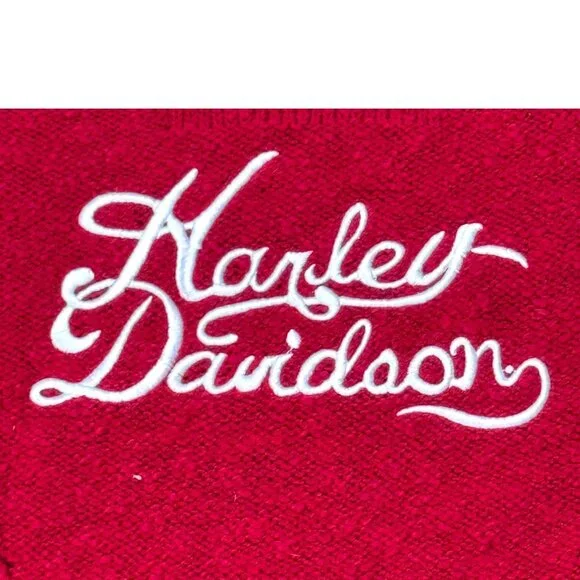 Harley Davidson Red Knit Signature Logo Pullover Sweater Biker Motorcycle S - Picture 2 of 7